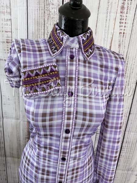 Lavender & Chocolate Plaid Day Shirt Set (Sizes Small-3XL)
