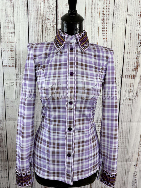 Lavender & Chocolate Plaid Day Shirt Set (Sizes Small-3XL)