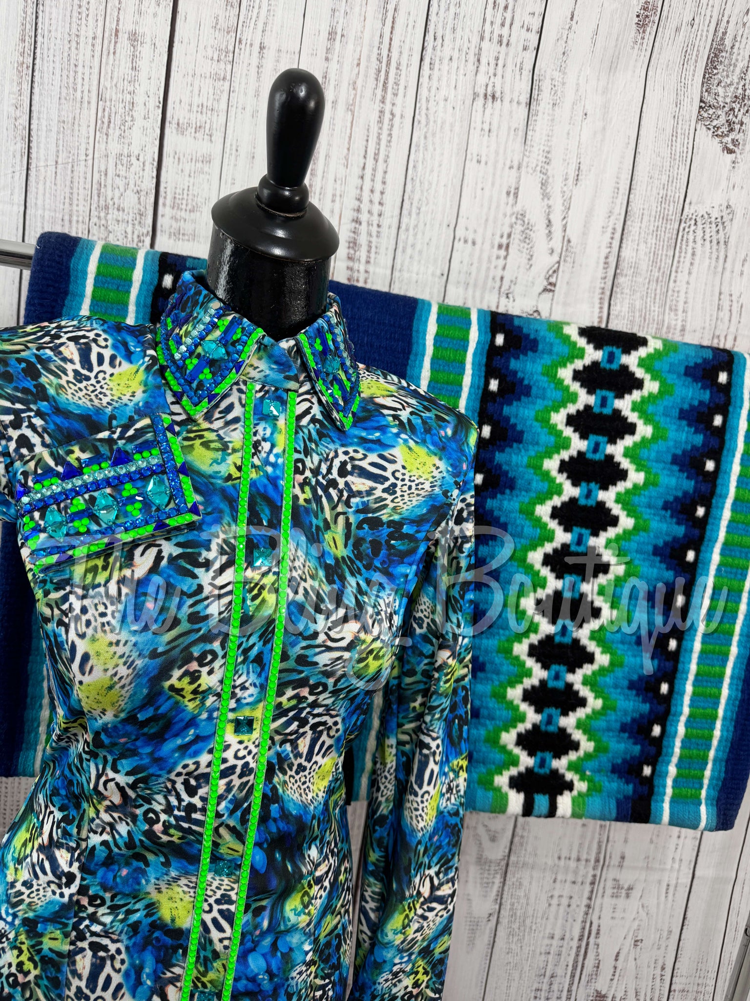 Turquoise, Blue & Lime Exotic Day Shirt Set (Sizes Small-3XL)