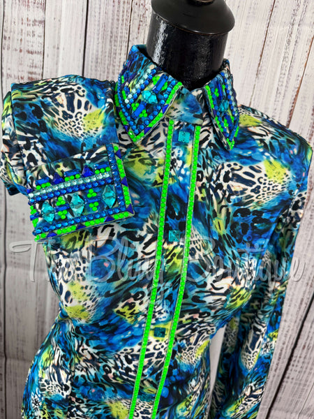 Turquoise, Blue & Lime Exotic Day Shirt Set (Sizes Small-3XL)