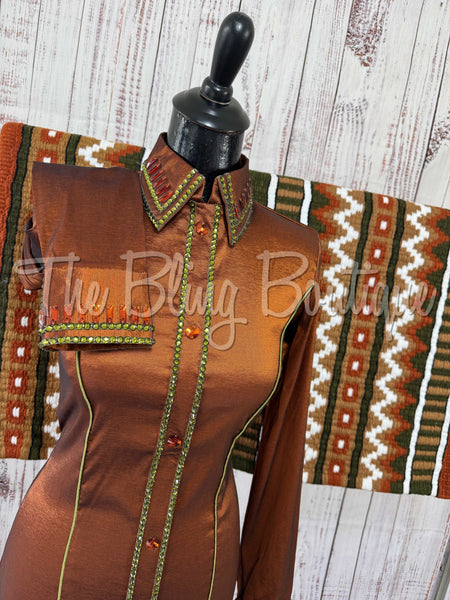 Rust & Olive Green Simple Day Shirt Set (Small)