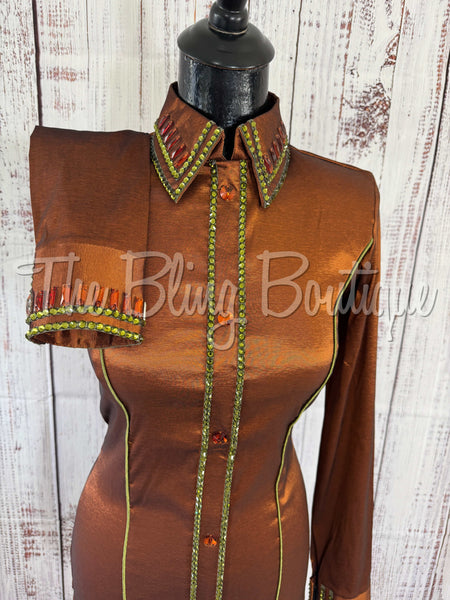 Rust & Olive Green Simple Day Shirt Set (Small)