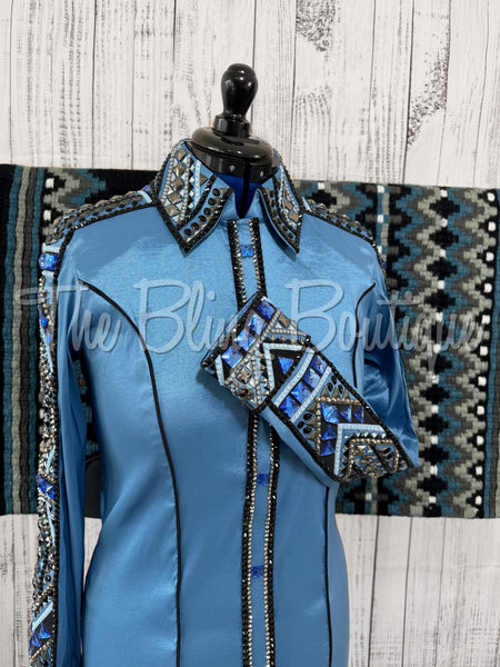 RE-ORDER Slate Blue, Grey & Black Day Shirt Set (Choose Your Size)
