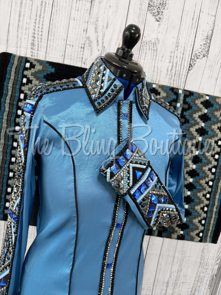RE-ORDER Slate Blue, Grey & Black Day Shirt Set (Choose Your Size)