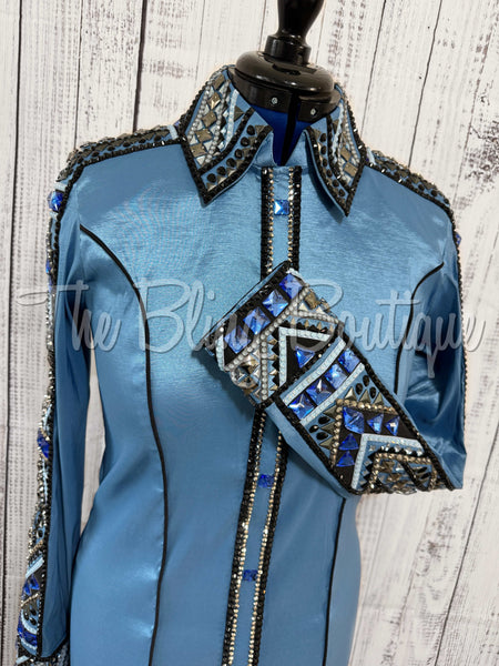RE-ORDER Slate Blue, Grey & Black Day Shirt Set (Choose Your Size)