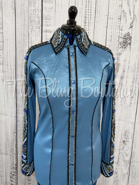 RE-ORDER Slate Blue, Grey & Black Day Shirt Set (Choose Your Size)