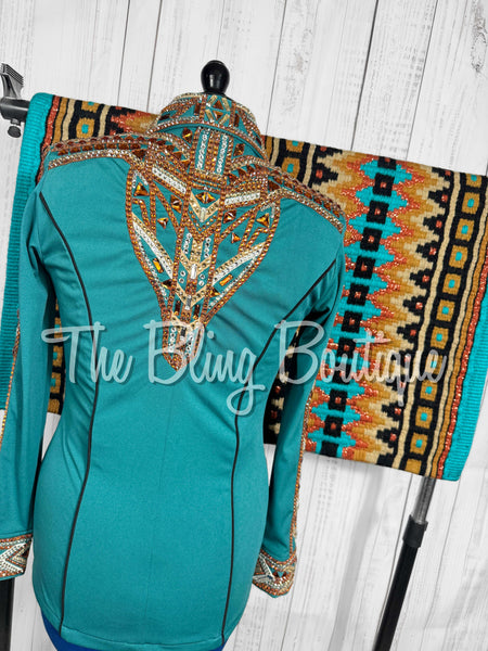 Teal, Copper, Tan & Black Day Shirt Set (Medium)