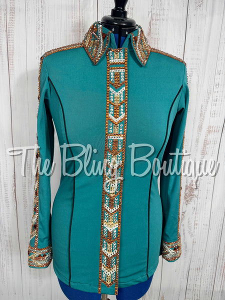 RE-ORDER Teal, Copper, Tan & Black Day Shirt Set (Choose Your Size)
