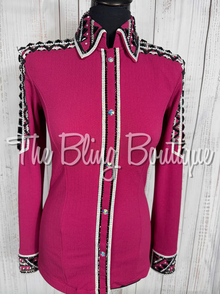 Fuchsia, Silver, Black & White Day Shirt Set (Small)