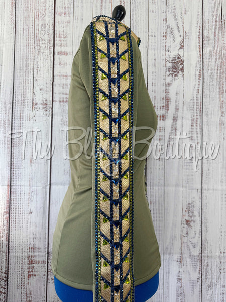 RE-ORDER Sage Green, Navy Blue & Gold Day Shirt Set (Choose Your Size)