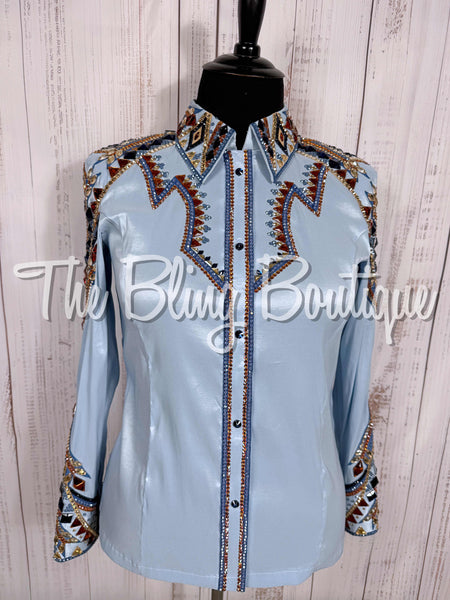 Ice Blue, Cornflower Blue, Copper & Tan Day Shirt Set (2XL)