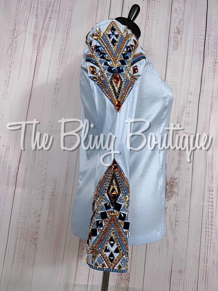 Ice Blue, Cornflower Blue, Copper & Tan Day Shirt Set (2XL)