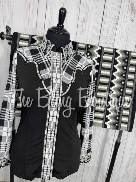 Black & White Plaid Day Shirt Set (XL)