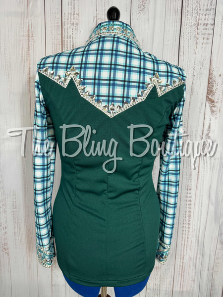 Forest Green & Aqua Plaid Day Shirt Set (Medium)