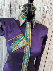 Purple, Jade & Gold Day Shirt Set (S)