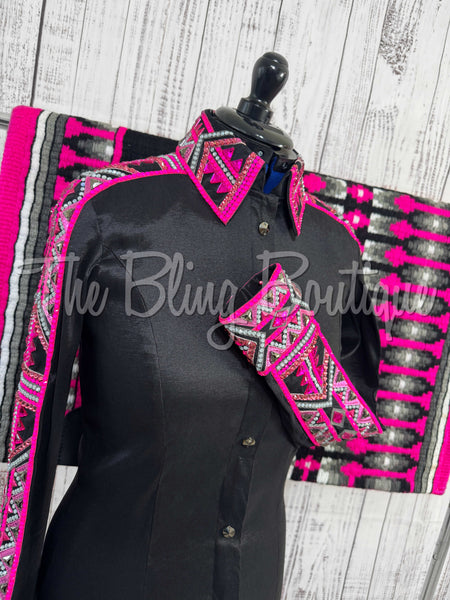 RE-ORDER Black, Hot Pink & Grey Day Shirt Set (Choose Your Size)