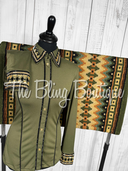 Light Olive, Black & Tan Day Shirt Set (Small)