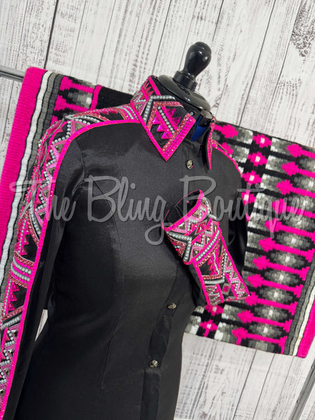 RE-ORDER Black, Hot Pink & Grey Day Shirt Set (Choose Your Size)