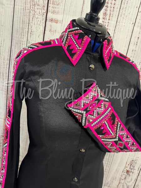 RE-ORDER Black, Hot Pink & Grey Day Shirt Set (Choose Your Size)