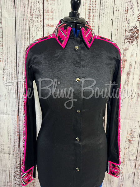 RE-ORDER Black, Hot Pink & Grey Day Shirt Set (Choose Your Size)