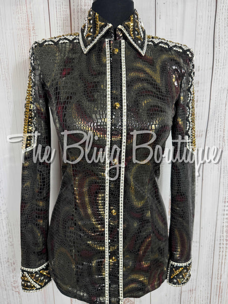 RE-ORDER Black & Gold Metallic Snakeskin Day Shirt Set (Choose Your Size)