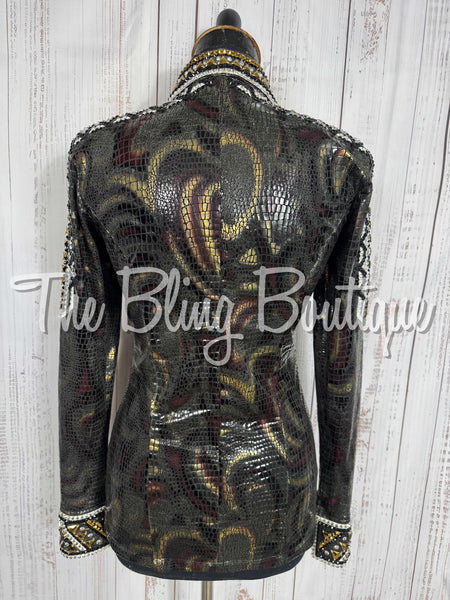 RE-ORDER Black & Gold Metallic Snakeskin Day Shirt Set (Choose Your Size)