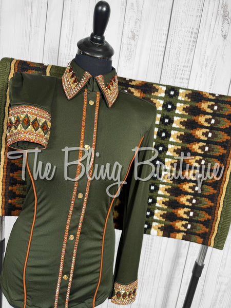 Dark Olive Green, Rust & Tan Day Shirt Set (Small)