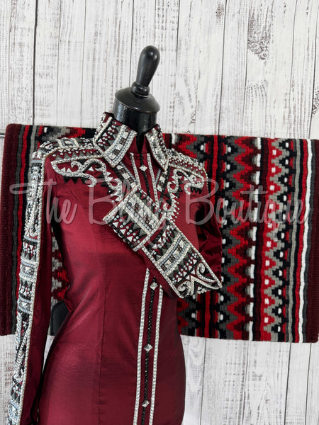 RE-ORDER Burgundy, Black & Grey Day Shirt Set (Choose Your Size)