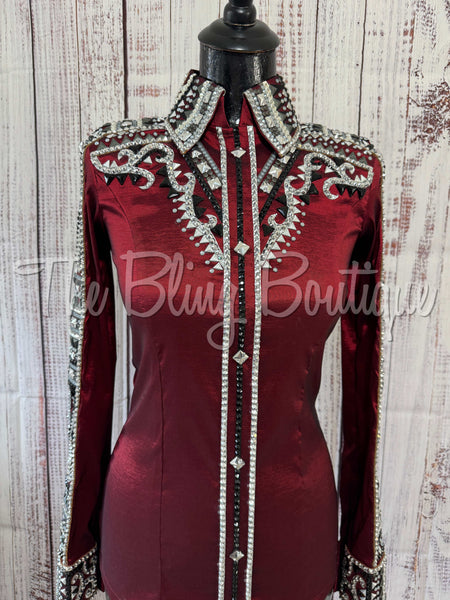 RE-ORDER Burgundy, Black & Grey Day Shirt Set (Choose Your Size)