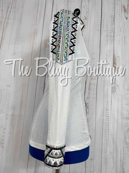 White & AB Metallic Snakeskin Day Shirt Set (Medium)