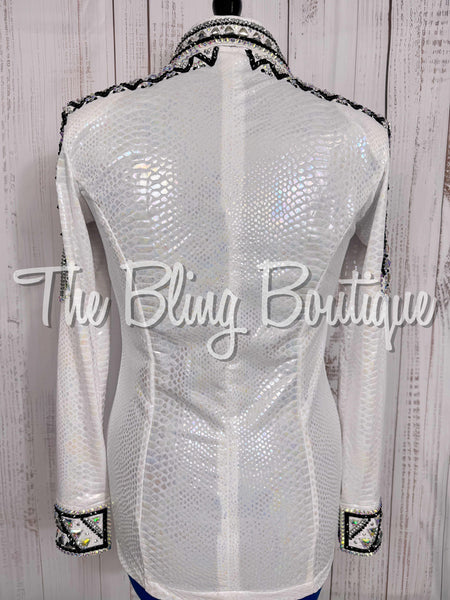 White & AB Metallic Snakeskin Day Shirt Set (Medium)