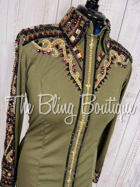 RE-ORDER Olive Green, Raspberry & Tan Day Shirt Set (Choose Your Size)