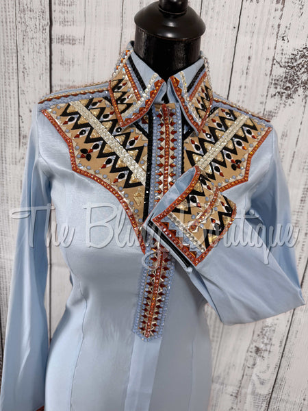 Powder Blue, Black, Rust & Tan Day Shirt Set (Small)