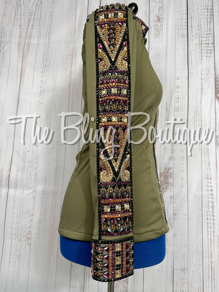 Olive Green, Raspberry, Tan & Black Day Shirt Set (Large)