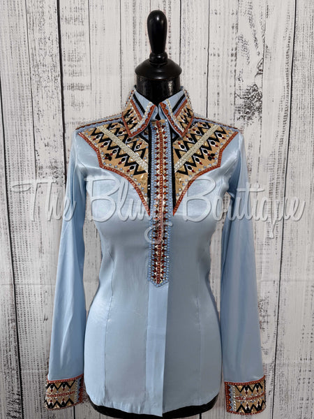 Powder Blue, Black, Rust & Tan Day Shirt Set (Small)