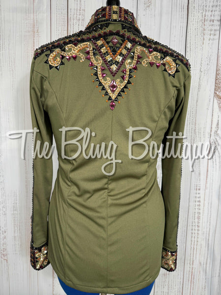 RE-ORDER Olive Green, Raspberry & Tan Day Shirt Set (Choose Your Size)