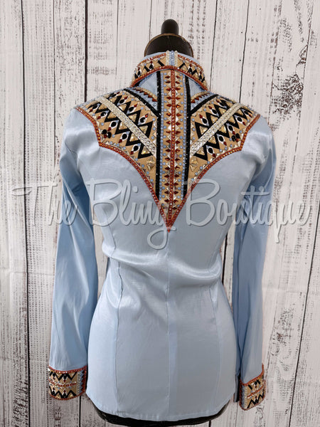 Powder Blue, Black, Rust & Tan Day Shirt Set (Small)