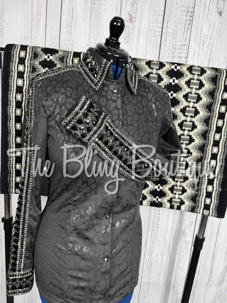 RE-ORDER Black On Black Leopard Day Shirt Set (Choose Your Size)