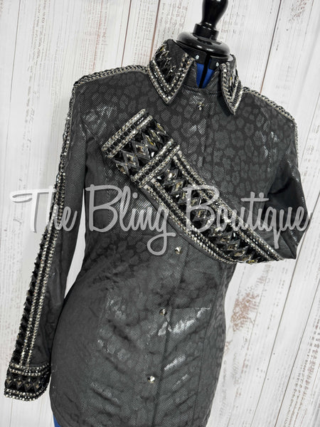 RE-ORDER Black On Black Leopard Day Shirt Set (Choose Your Size)