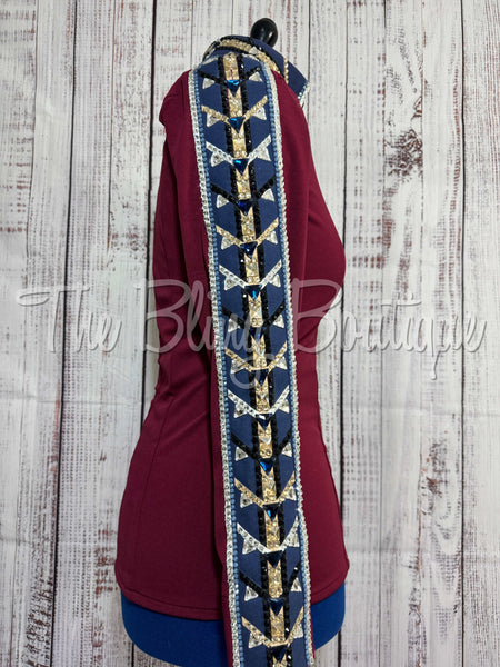 Burgundy, Navy Blue, Tan & White Day Shirt Set (Medium)