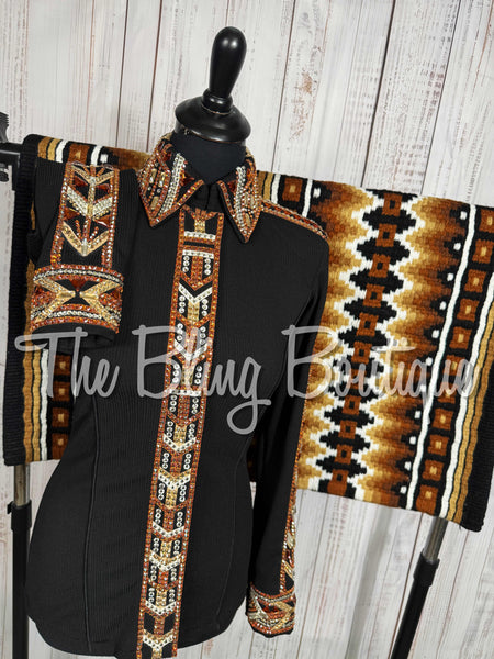 Black, Tan, Copper & White Day Shirt Set (Small)