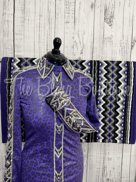 RE-ORDER Purple & Black Leopard Day Shirt Set (Choose Your Size)