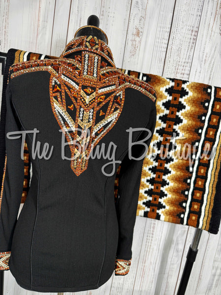 Black, Tan, Copper & White Day Shirt Set (Small)