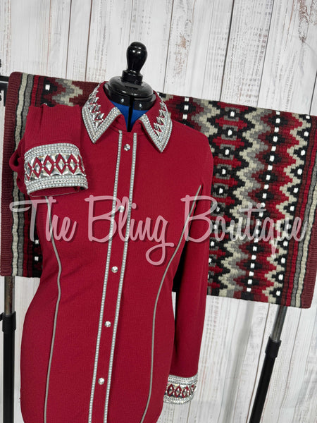 Burgundy & Grey Day Shirt Set (Large)