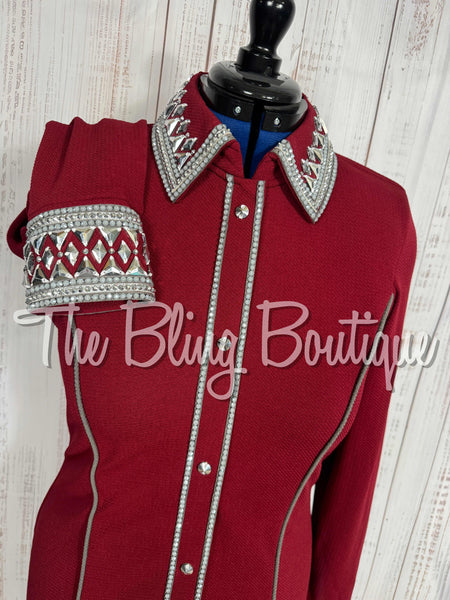 Burgundy & Grey Day Shirt Set (Large)