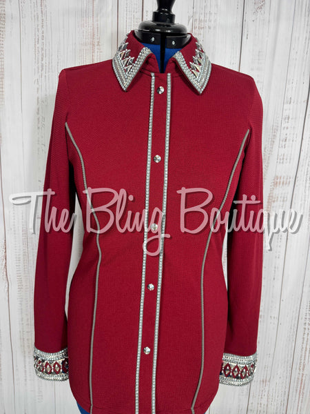 Burgundy & Grey Day Shirt Set (Large)
