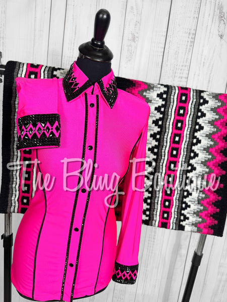 Neon Pink & Black Day Shirt Set (Small)