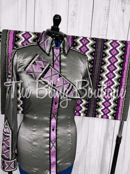 Grey & Berry Day Shirt Set (Medium)