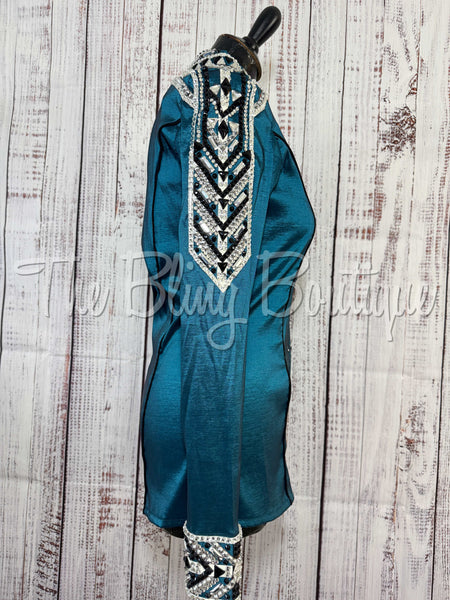 RE-ORDER Ocean Teal, Black & Grey Day Shirt Set  (Choose Your Size)