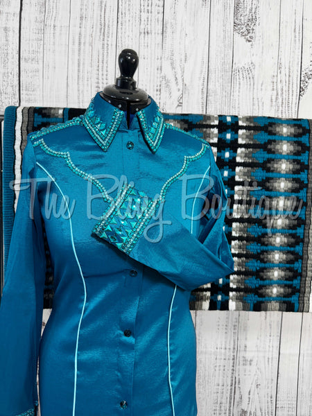 Dark Turquoise, Turquoise & Black Day Shirt Set (Large)